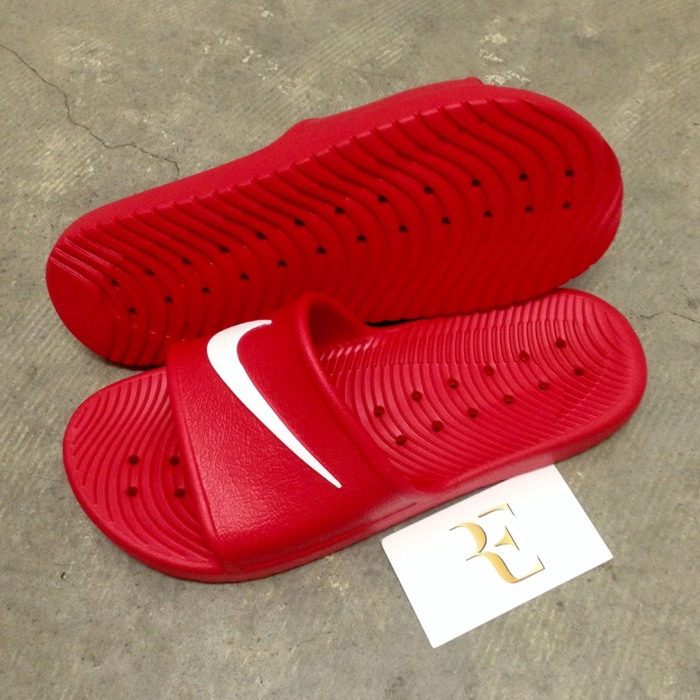 REDS NIKE KAWA SHOWER SANDALS SWOOSH WHITES WATER - Picture 2 of 8